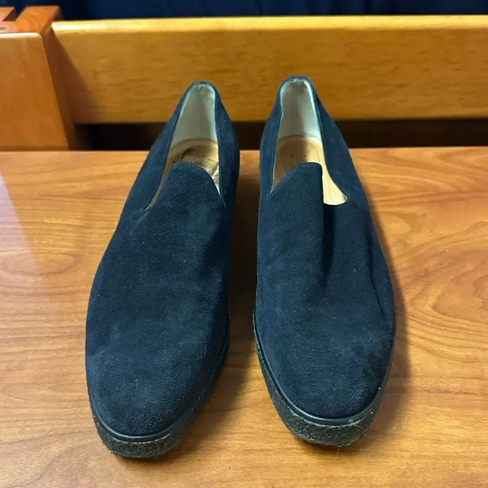 Robert Clergerie Black Suede Slip-On Loafers